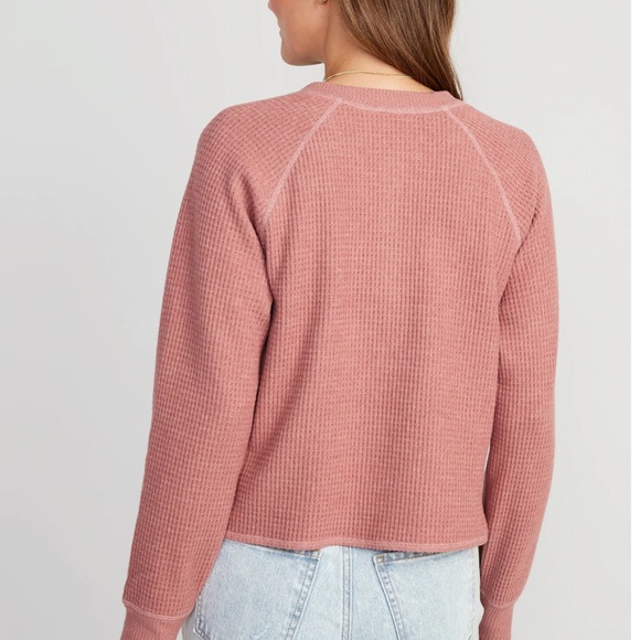 NWT OLD NAVY Plush Waffle-Knit Henley Top Color: Dusty Pink - Picture 3 of 5